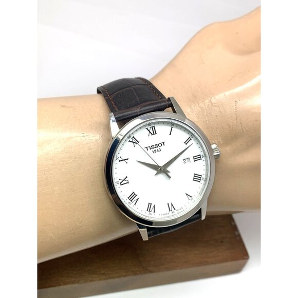 Tissot Men's Watch T1294101601300 Swiss Quartz White Dial Brown Leather 42mm - Picture 11 of 14